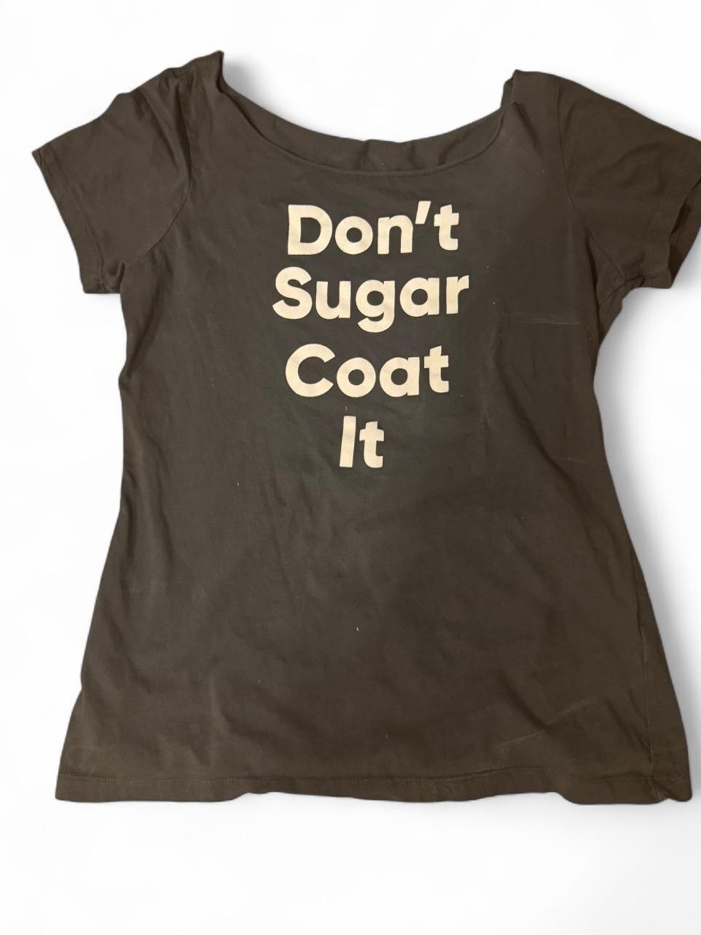 Women's Grey Short Sleeve Yoplait Tee with 'Don't Sugar Coat It' Graphic